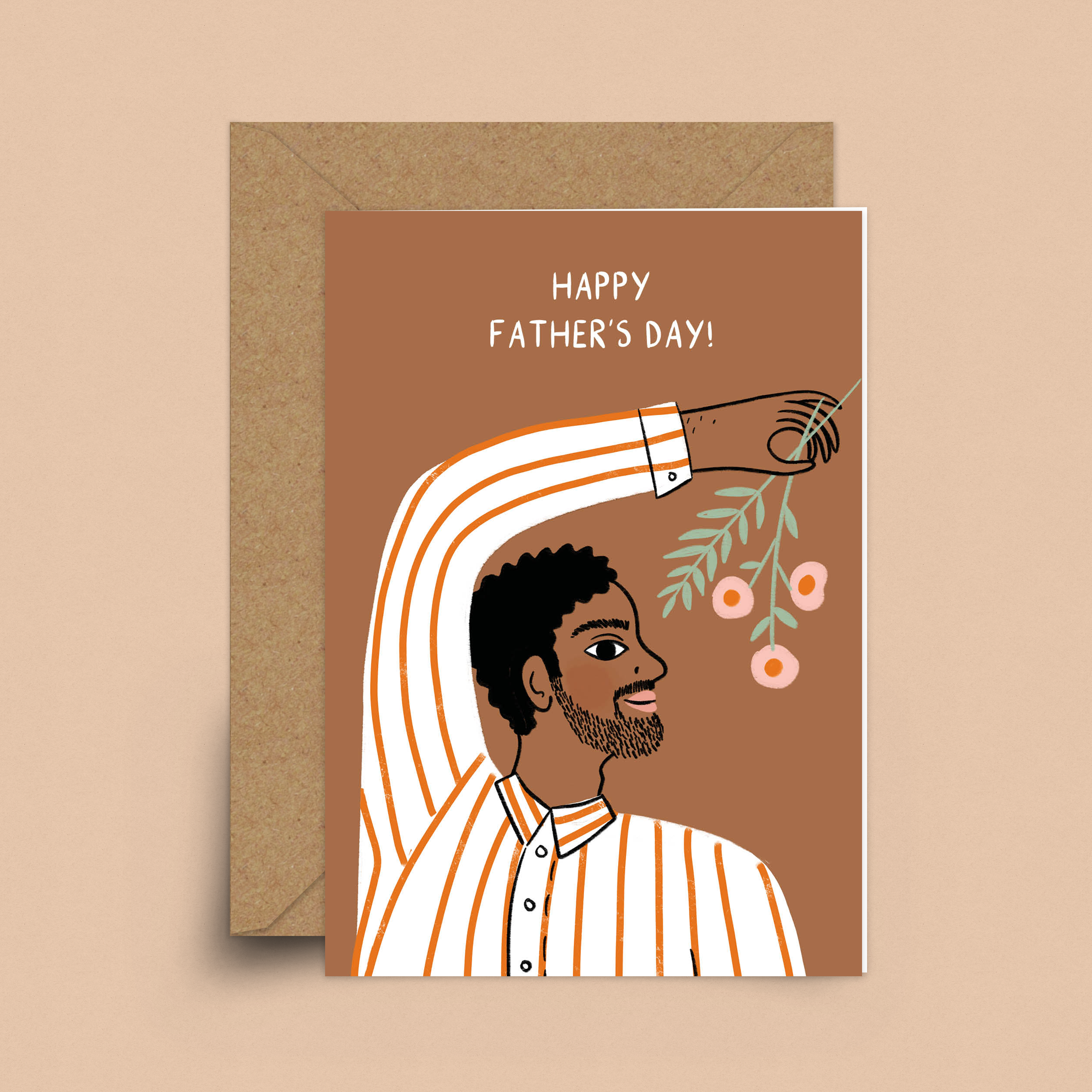 Father's Day orange stripes Card