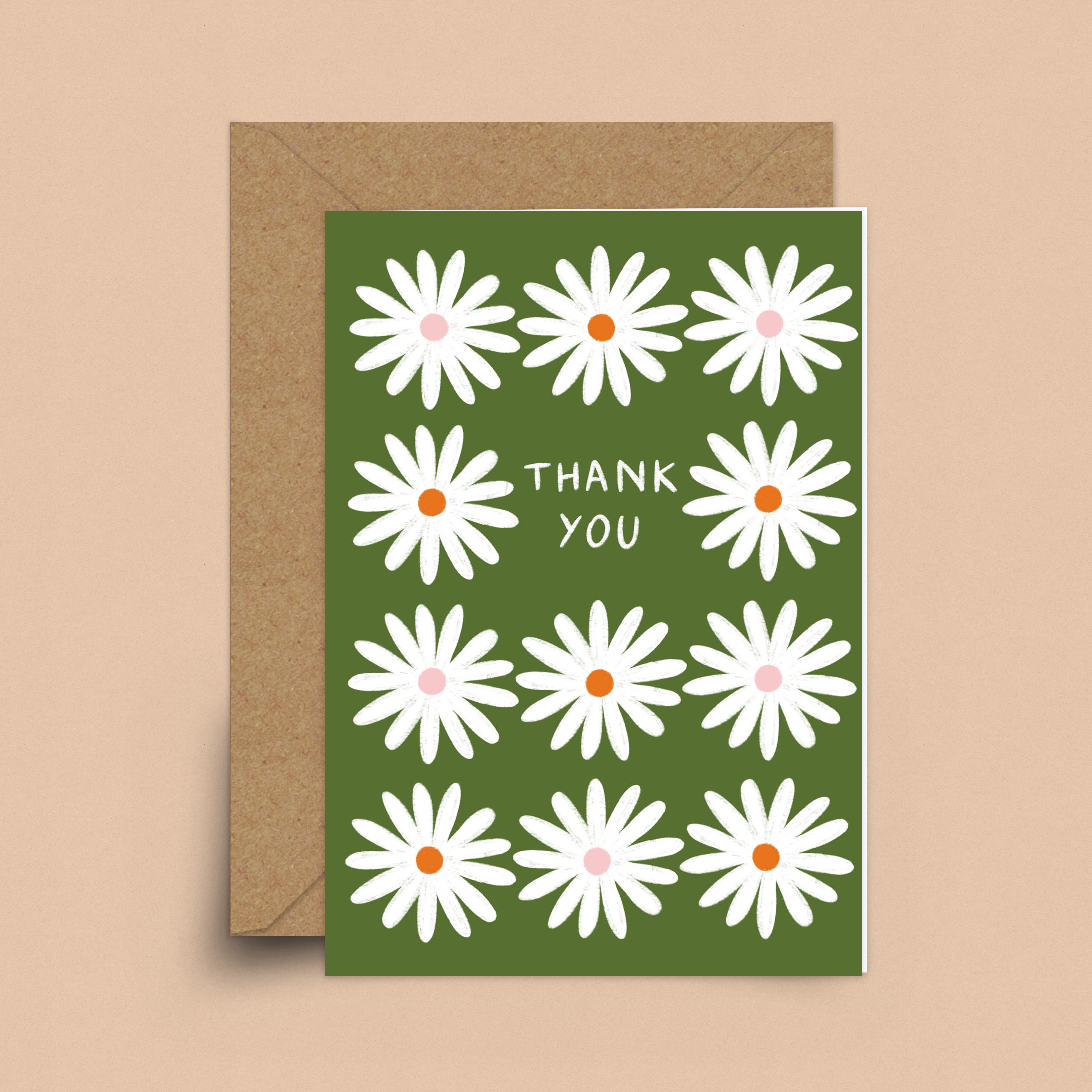Thank You Green Daisy Card